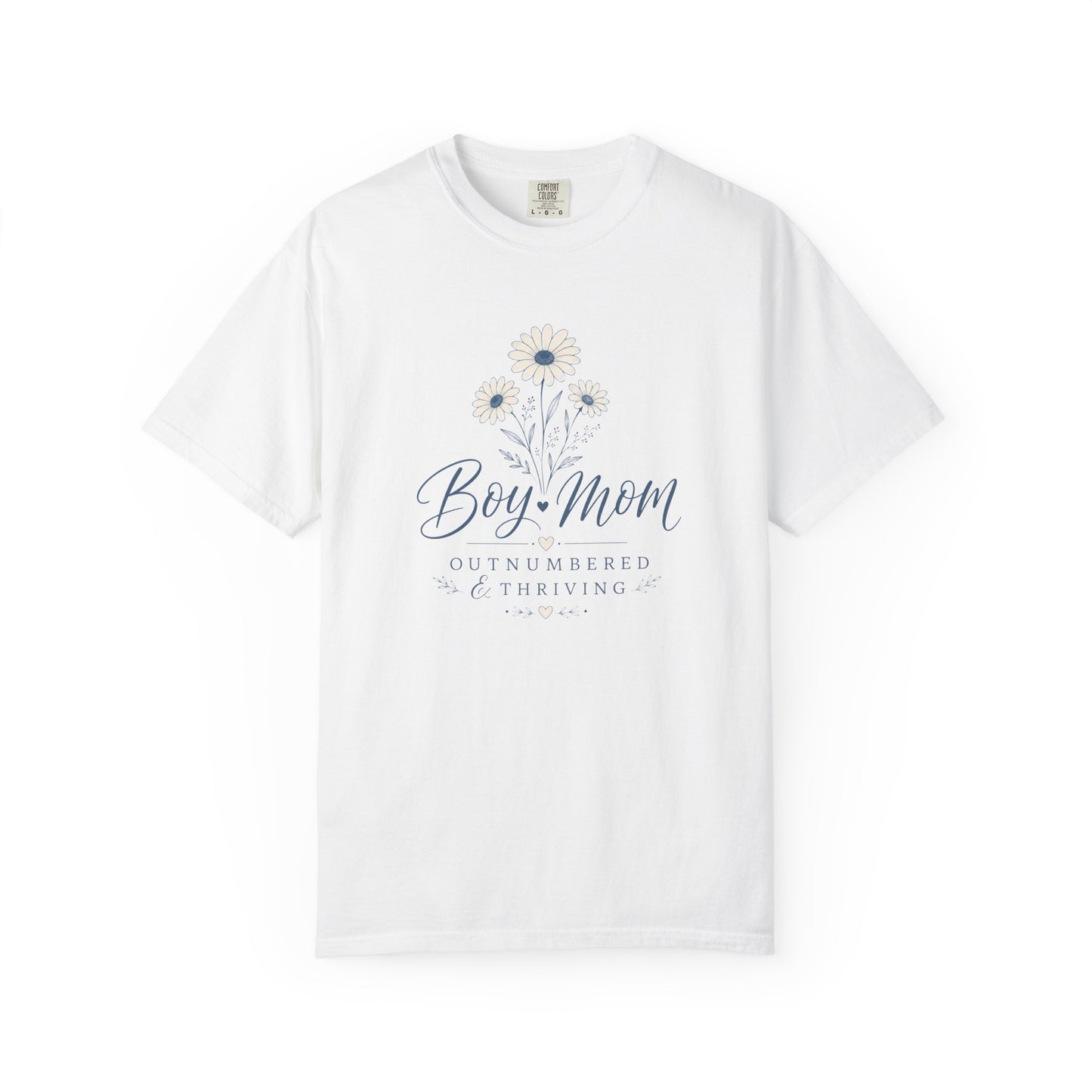Boy Mom Outnumbered & Thriving T-Shirt | Floral Mom Graphic Tee