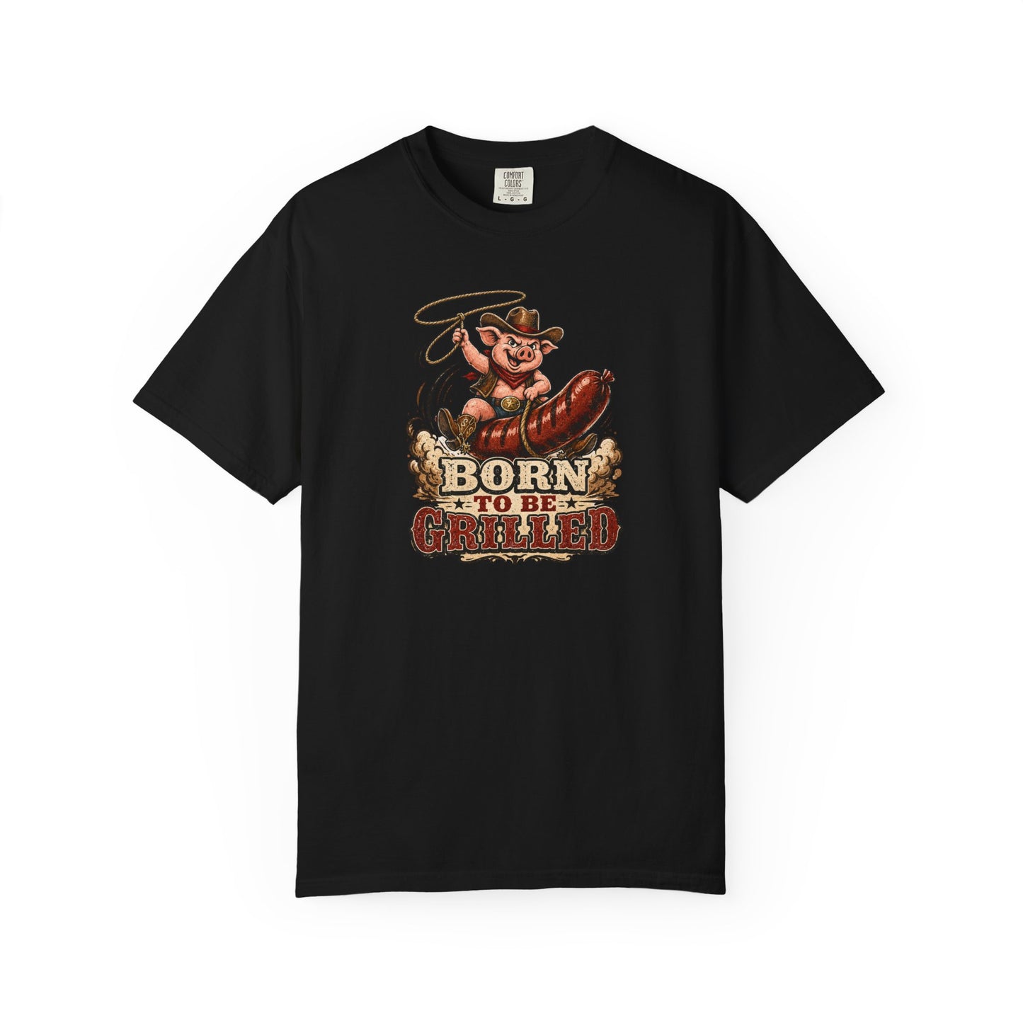 Born To Be Grilled T-Shirt | Funny Cowboy Pig BBQ Graphic Tee
