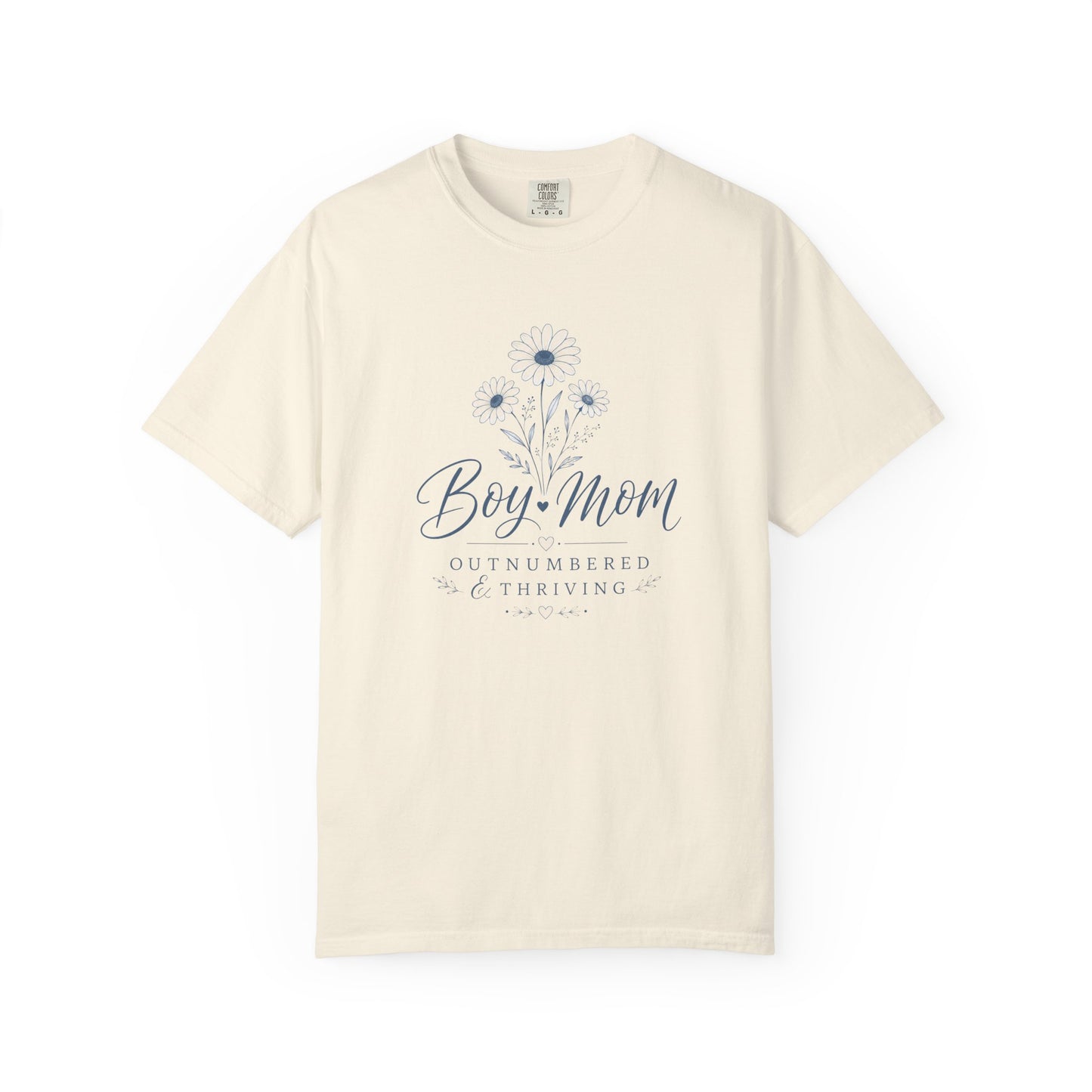 Boy Mom Outnumbered & Thriving T-Shirt | Floral Mom Graphic Tee