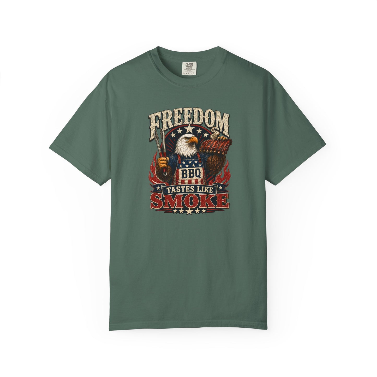 Freedom Tastes Like Smoke T-Shirt | Patriotic BBQ American Eagle Graphic Tee