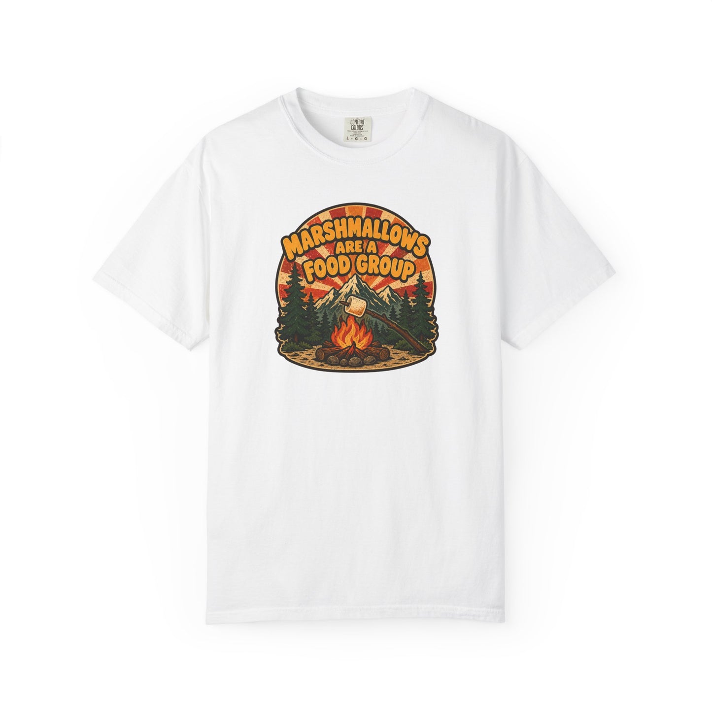 Marshmallows Are A Food Group T-Shirt | Funny Camping Campfire Graphic Tee