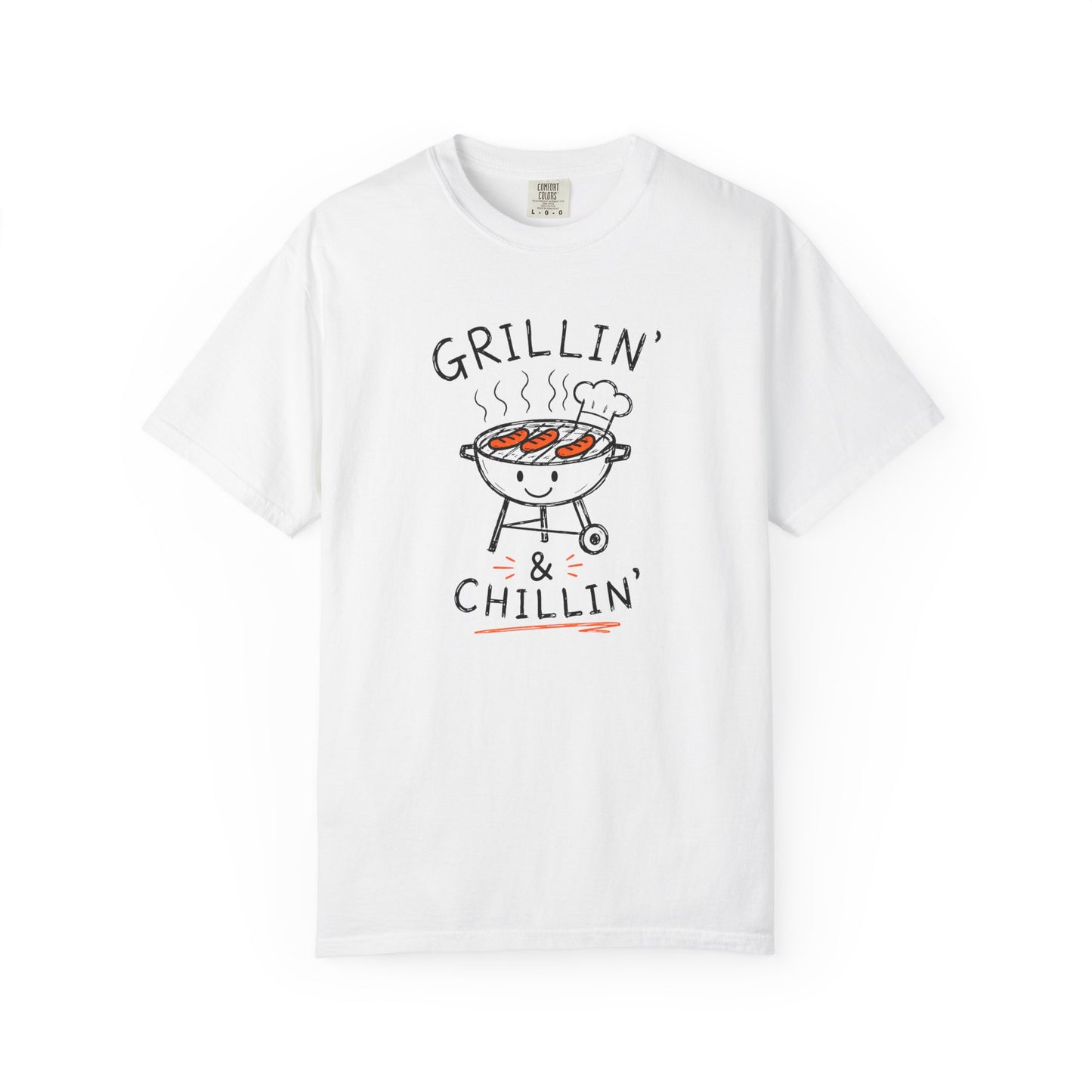 Grillin' and Chillin' T-Shirt | Funny Doodle BBQ Graphic Tee