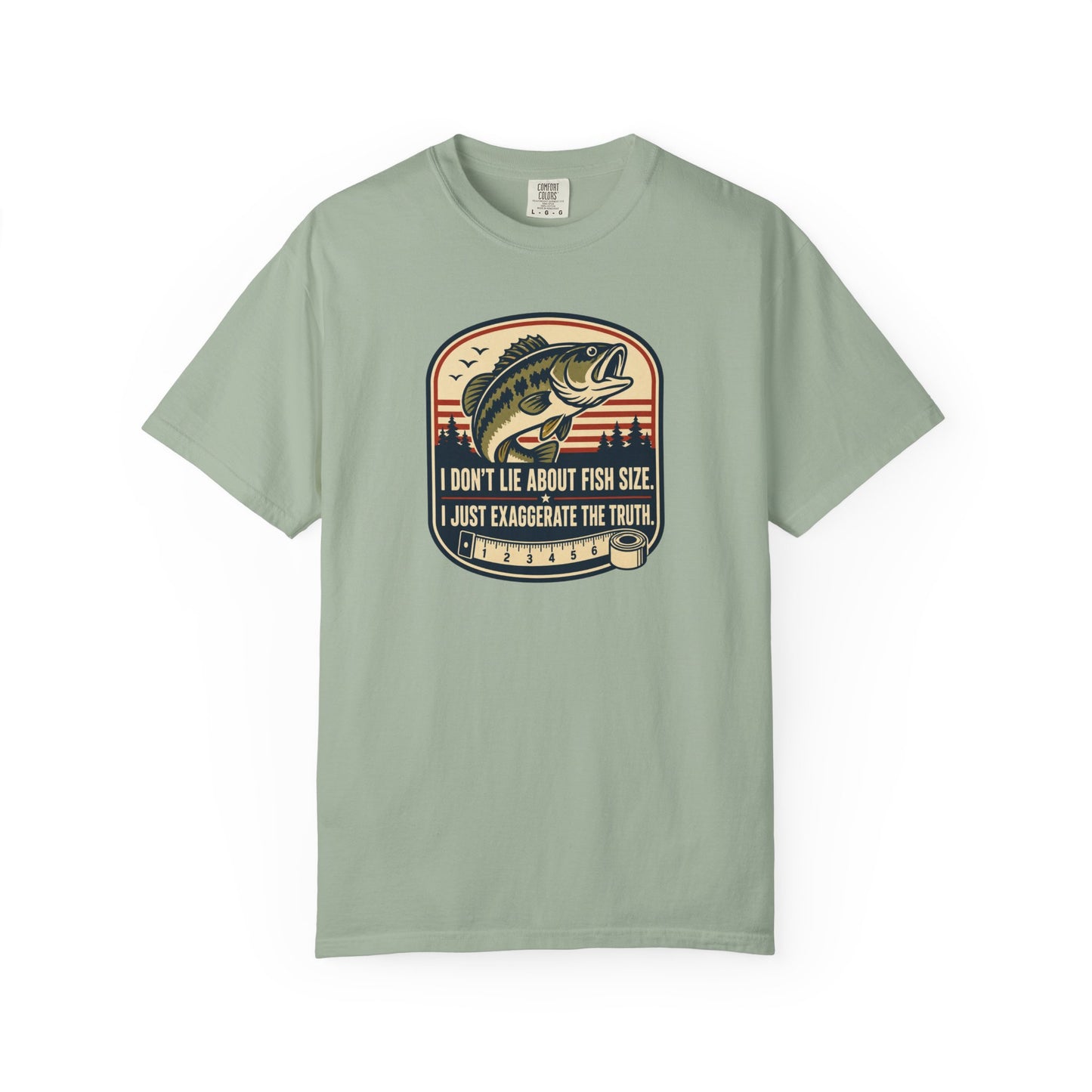 I Don't Lie About Fish Size I Just Exaggerate The Truth T-Shirt | Funny Fishing Graphic Tee