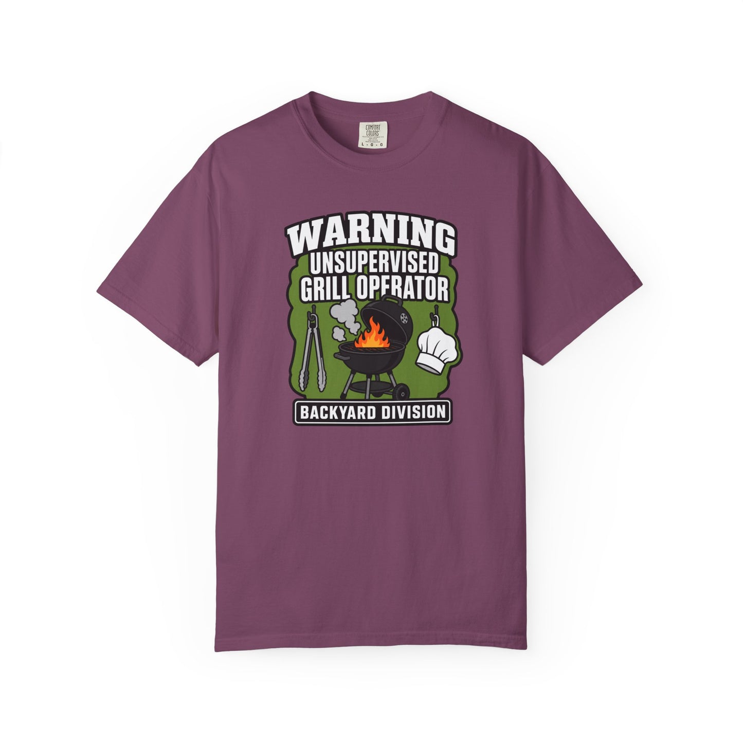 Warning Unsupervised Grill Operator T-Shirt | Funny Backyard BBQ Graphic Tee