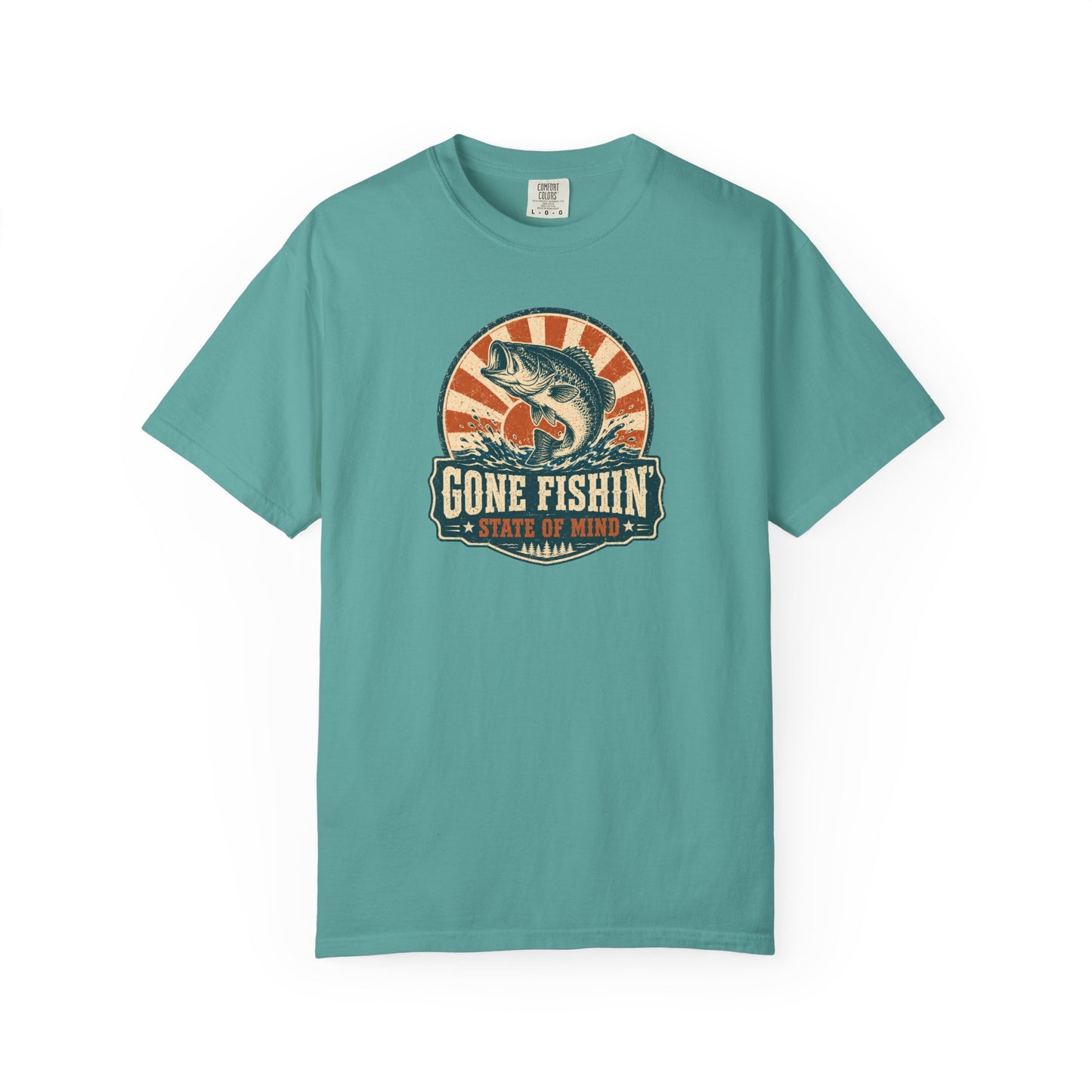 Gone Fishin' State Of Mind T-Shirt | Vintage Fishing Badge Graphic Tee
