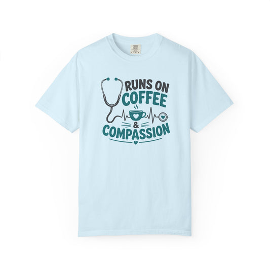 Runs on Coffee & Compassion T-Shirt product mockup
