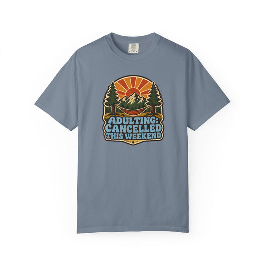 Adulting: Cancelled This Weekend T-Shirt | Retro Camping Graphic Tee