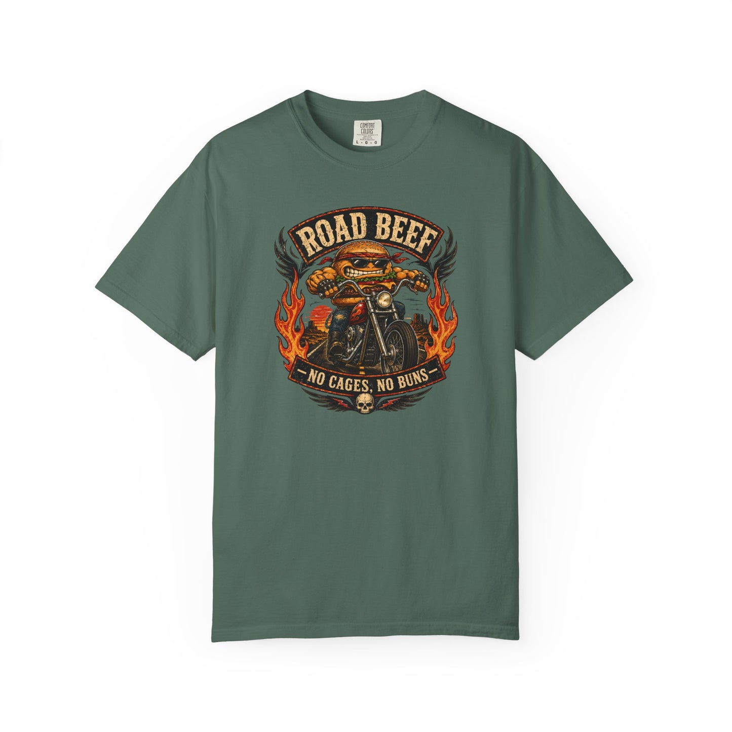 Road Beef Motorcycle Shirt – Funny Biker Cow Graphic Tee