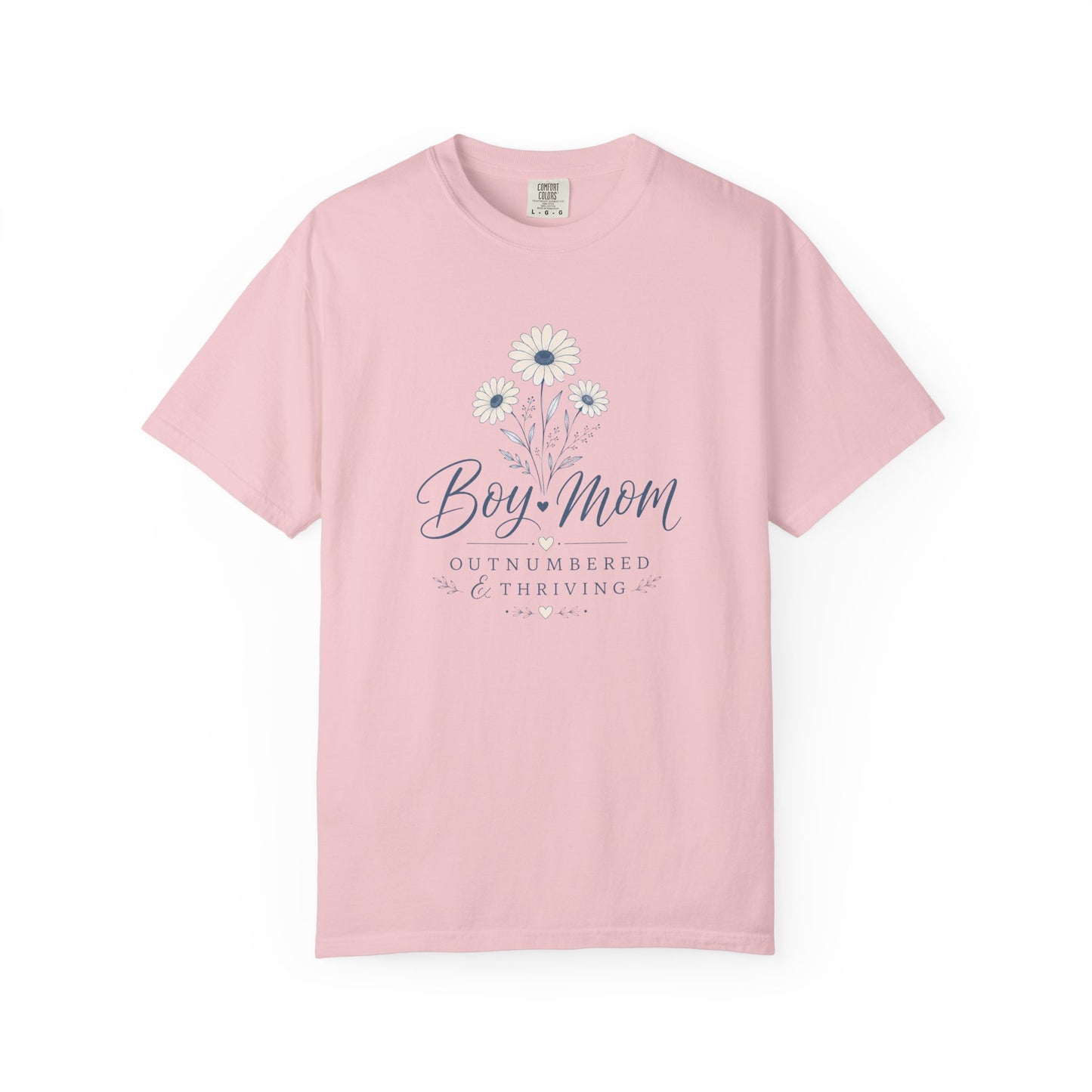 Boy Mom Outnumbered & Thriving T-Shirt | Floral Mom Graphic Tee