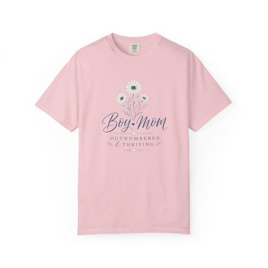 Boy Mom Outnumbered & Thriving T-Shirt product mockup