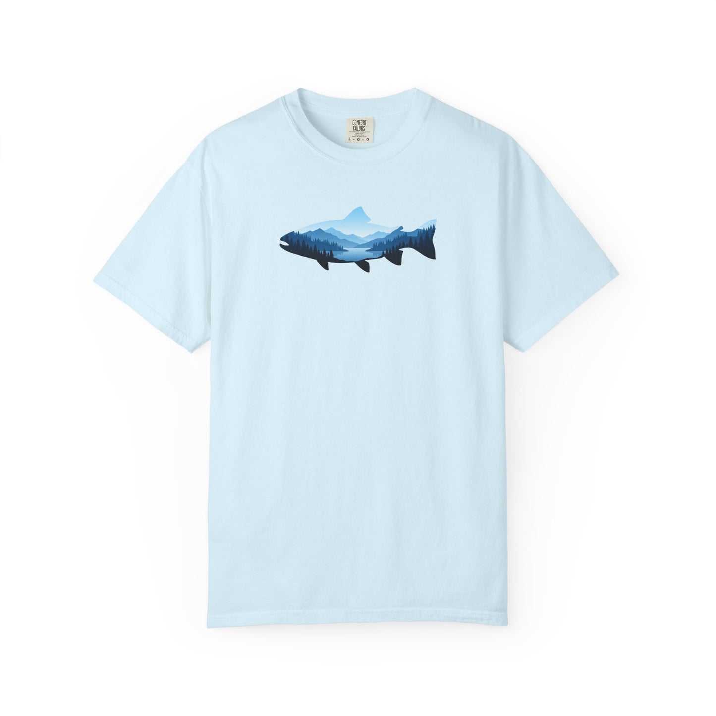 Trout Mountain Double Exposure T-Shirt | Fishing Nature Graphic Tee