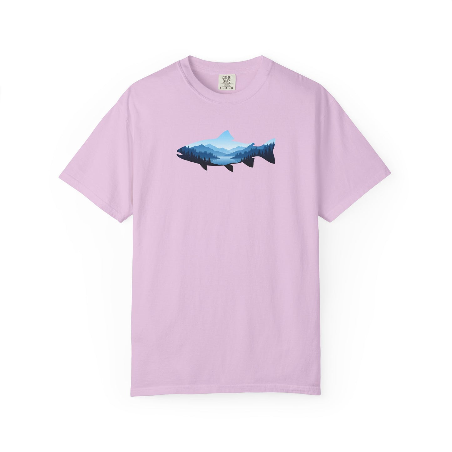 Trout Mountain Double Exposure T-Shirt | Fishing Nature Graphic Tee