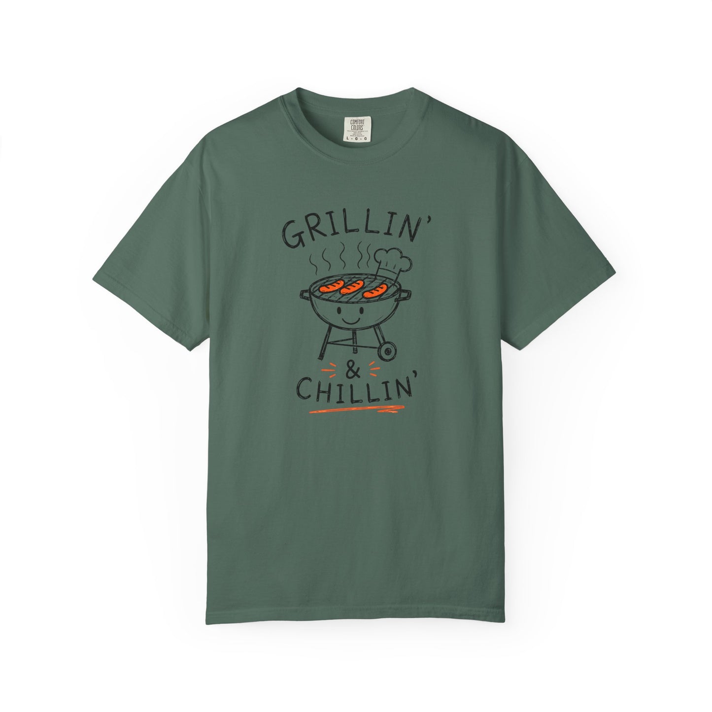 Grillin' and Chillin' T-Shirt | Funny Doodle BBQ Graphic Tee