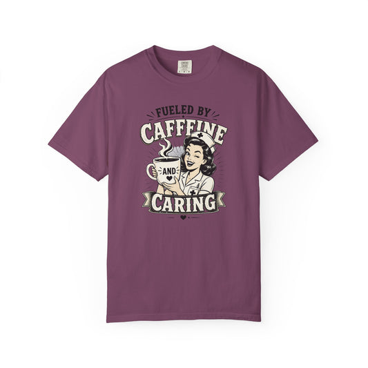 Fueled by Caffeine and Caring T-Shirt product mockup