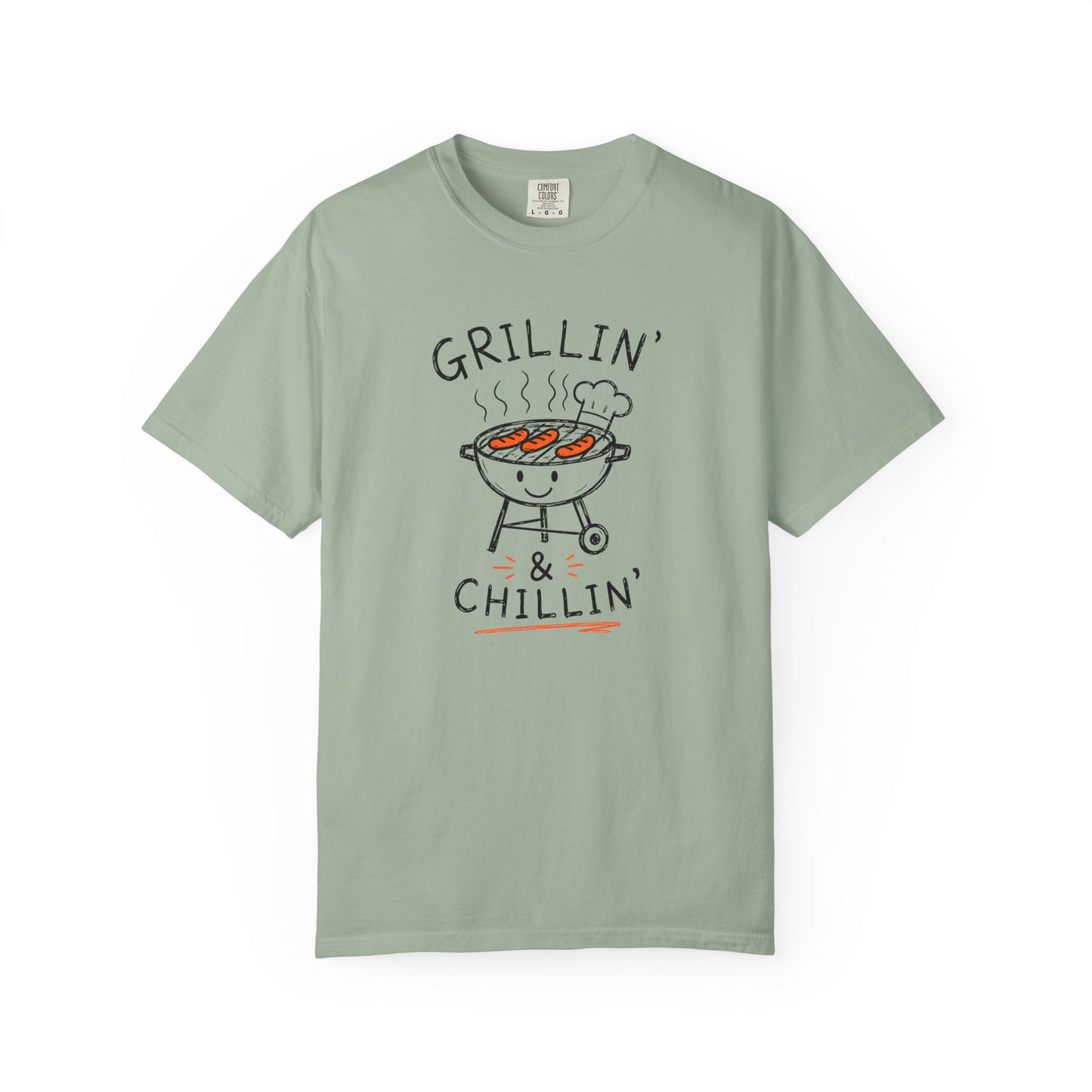 Grillin' and Chillin' T-Shirt | Funny Doodle BBQ Graphic Tee