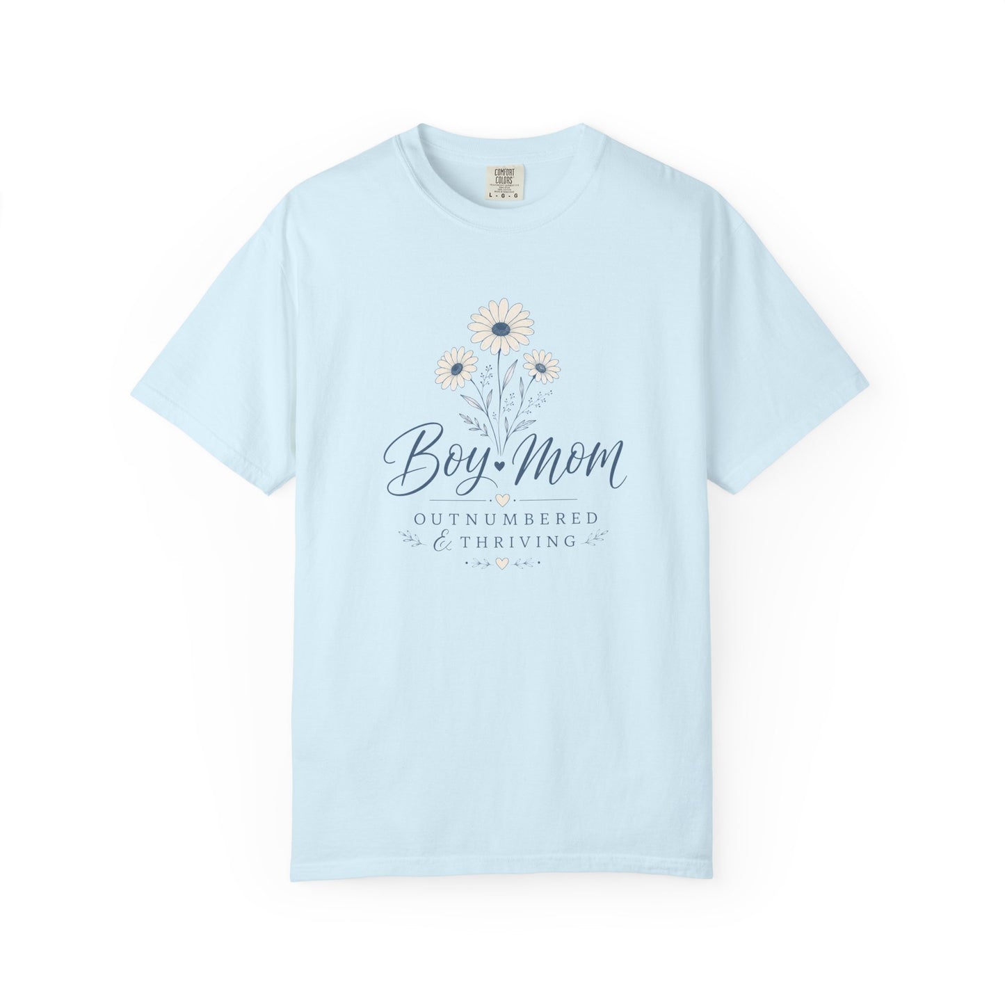 Boy Mom Outnumbered & Thriving T-Shirt | Floral Mom Graphic Tee