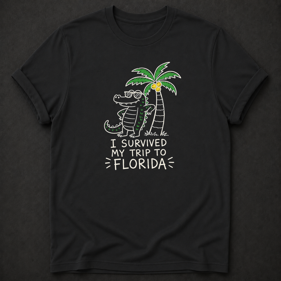 I Survived My Trip To Florida T-Shirt - Funny Alligator Florida Graphic Tee