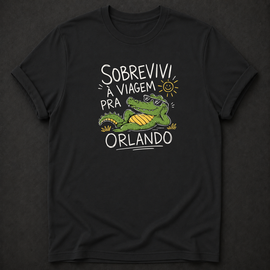 Sobrevivi à Viagem Pra Orlando T-Shirt - Camiseta Engraçada Jacaré Orlando