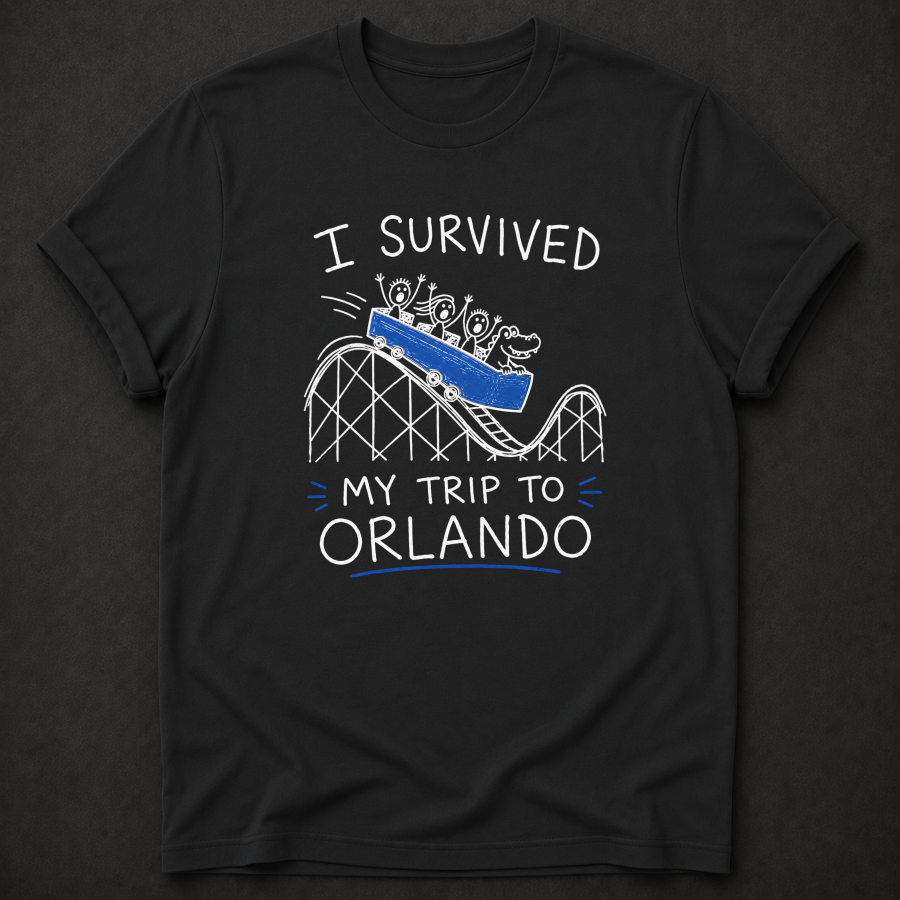 I Survived My Trip To Orlando T-Shirt - Funny Roller Coaster Orlando Graphic Tee