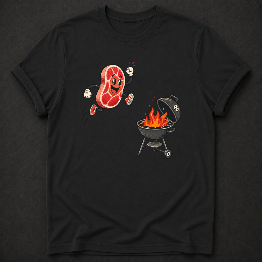 Running to the Grill Tee — Funny BBQ & Grilling Shirt