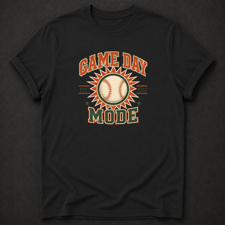 Game Day Mode Baseball T-Shirt – Vintage Retro Baseball Tee