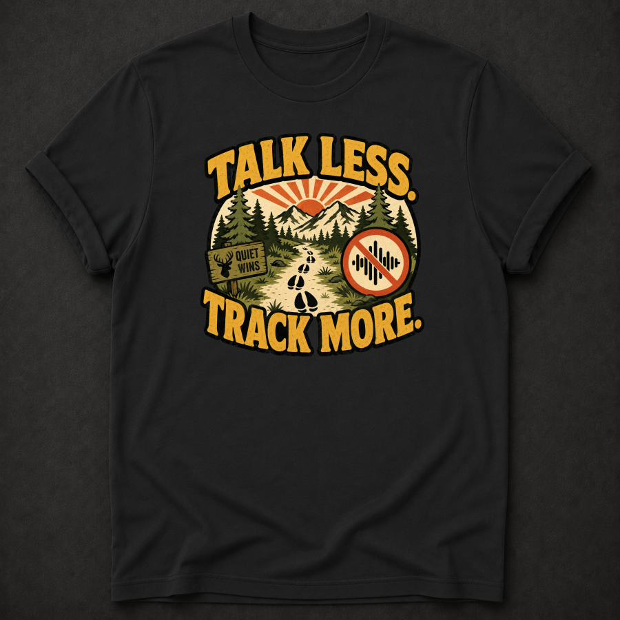 Talk Less Track More T-Shirt - Funny Hunting Tracking Graphic Tee