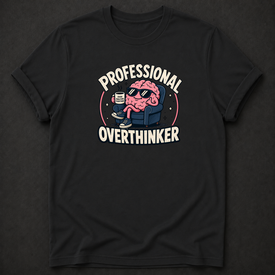 Professional Overthinker T-Shirt – Funny Sarcastic Brain Tee