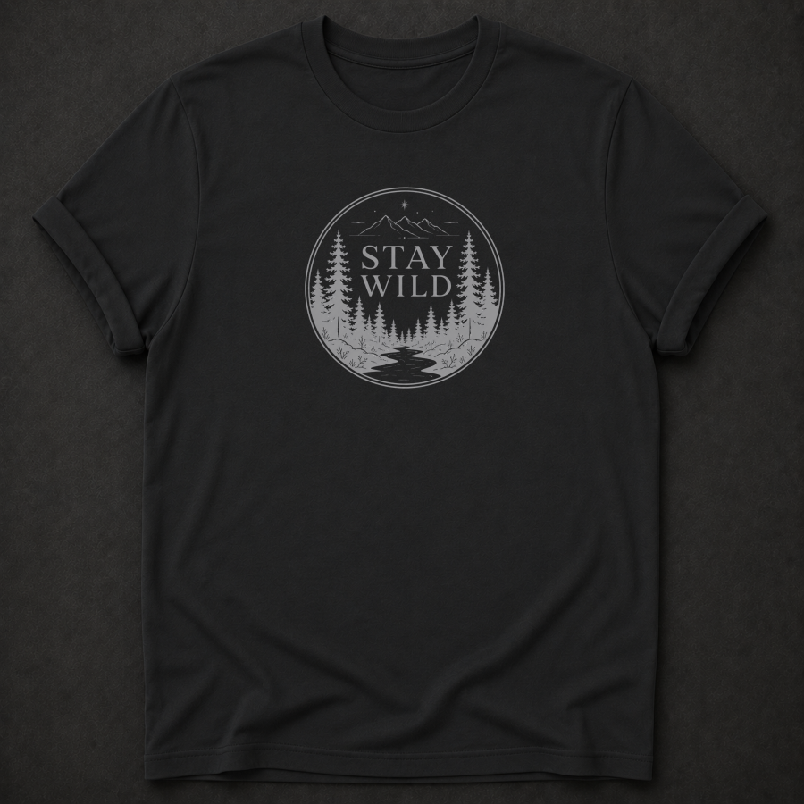 Stay Wild T-Shirt - Forest Mountain Outdoor Graphic Tee