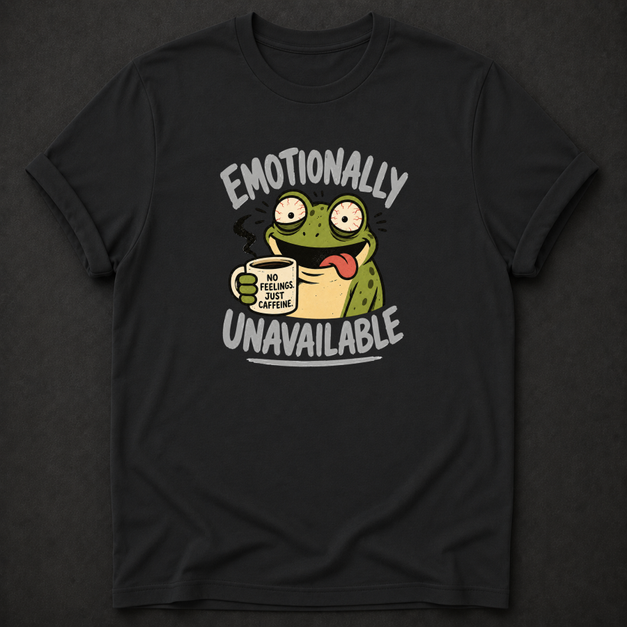 Emotionally Unavailable Frog T-Shirt – Funny Coffee Lover Tee