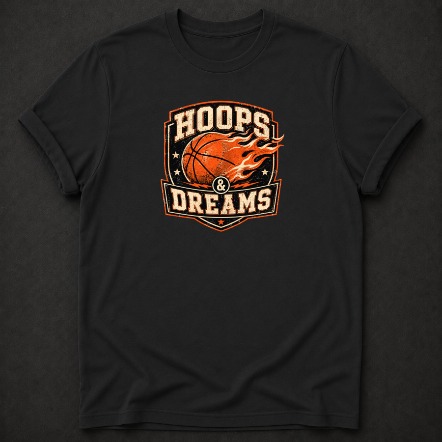 Hoops & Dreams Basketball T-Shirt – Vintage Retro Basketball Tee