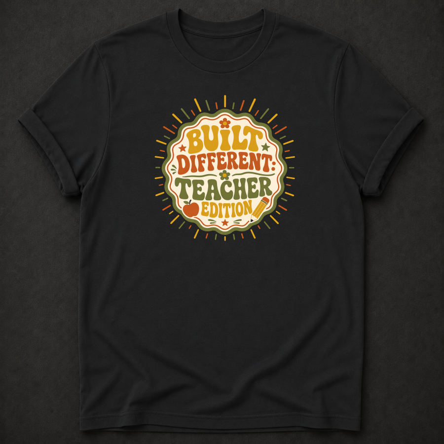 Built Different Teacher Edition T-Shirt - Funny Retro Teacher Graphic Tee