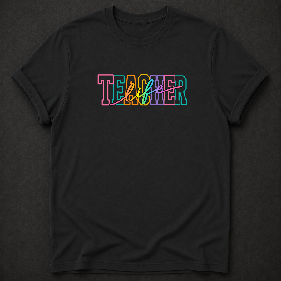 Teacher Life T-Shirt - Colorful Retro Teacher Graphic Tee
