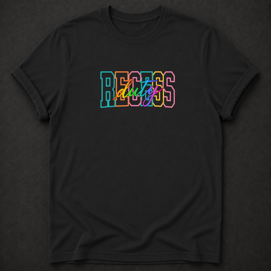 Recess Duty T-Shirt - Colorful Retro Teacher Graphic Tee