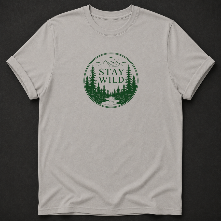 Stay Wild T-Shirt - Forest Mountain Outdoor Graphic Tee
