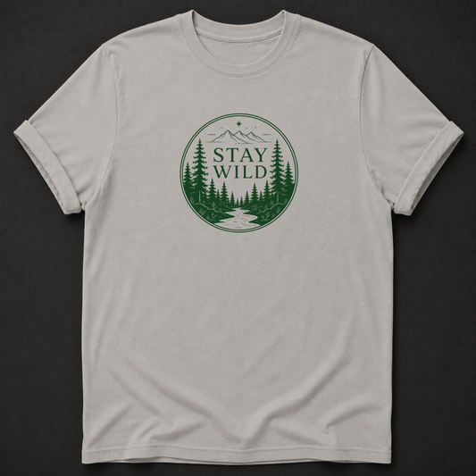 Stay Wild T-Shirt - Forest Mountain Outdoor Graphic Tee