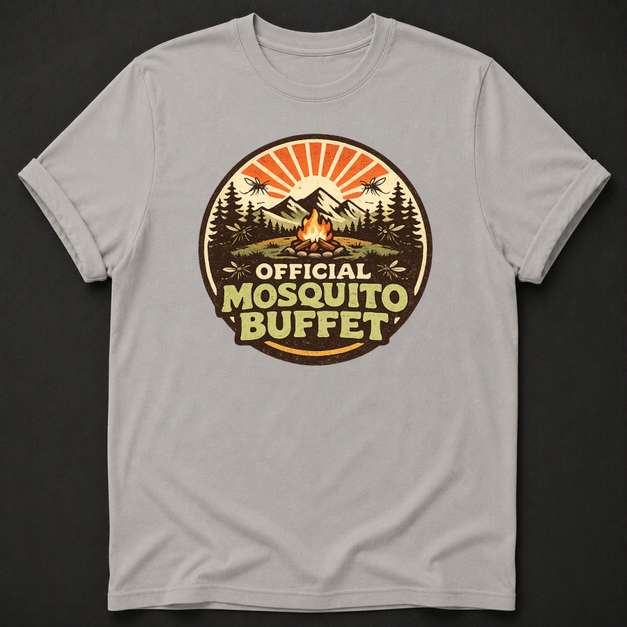Official Mosquito Buffet T-Shirt - Funny Camping Campfire Graphic Tee