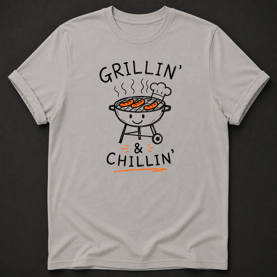 Grillin' & Chillin' T-Shirt - Funny BBQ Grill Graphic Tee