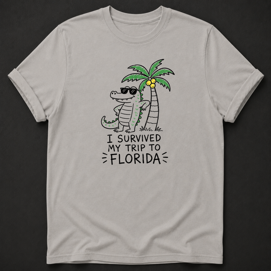 I Survived My Trip To Florida T-Shirt - Funny Alligator Florida Graphic Tee