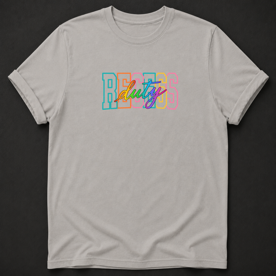 Recess Duty T-Shirt - Colorful Retro Teacher Graphic Tee