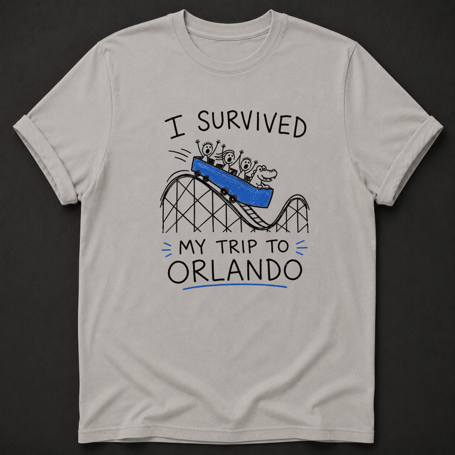 I Survived My Trip To Orlando T-Shirt - Funny Roller Coaster Orlando Graphic Tee