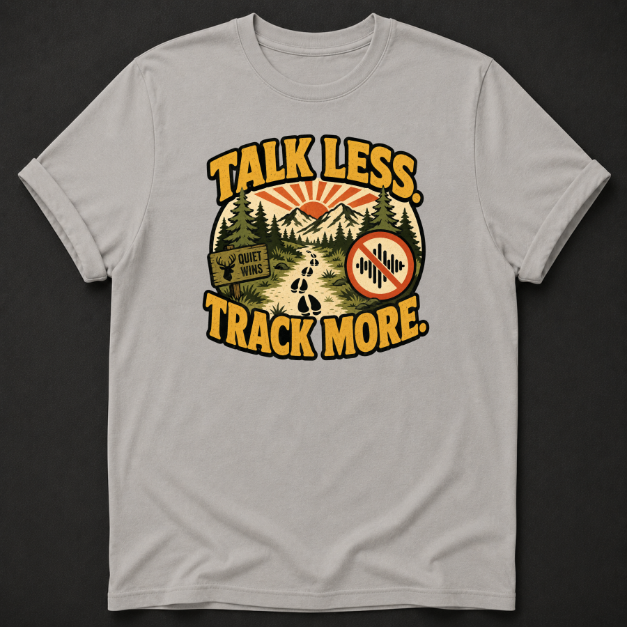 Talk Less Track More T-Shirt - Funny Hunting Tracking Graphic Tee
