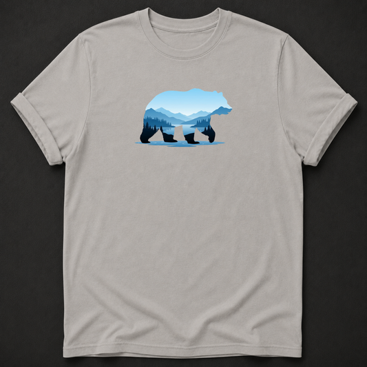 Bear Mountain Lake Silhouette T-Shirt - Wildlife Nature Graphic Tee