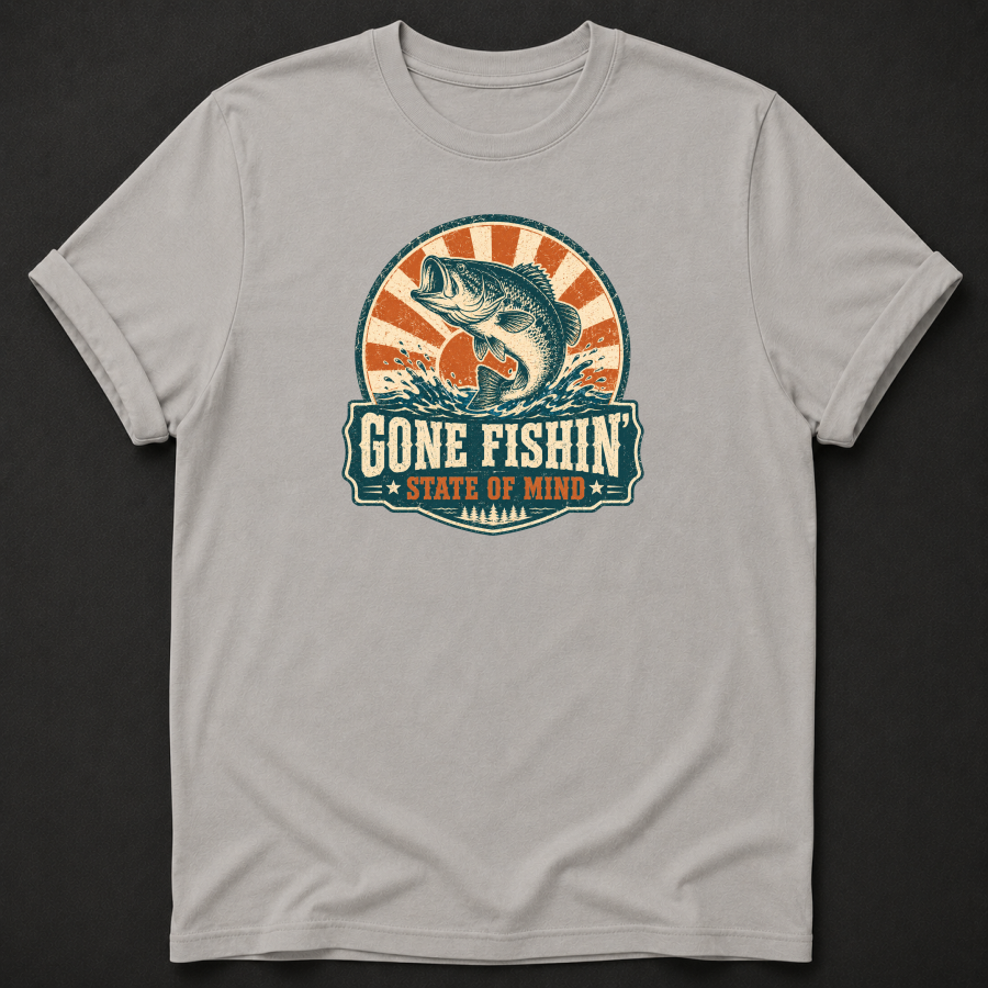 Gone Fishin' State of Mind T-Shirt – Vintage Retro Fishing Tee