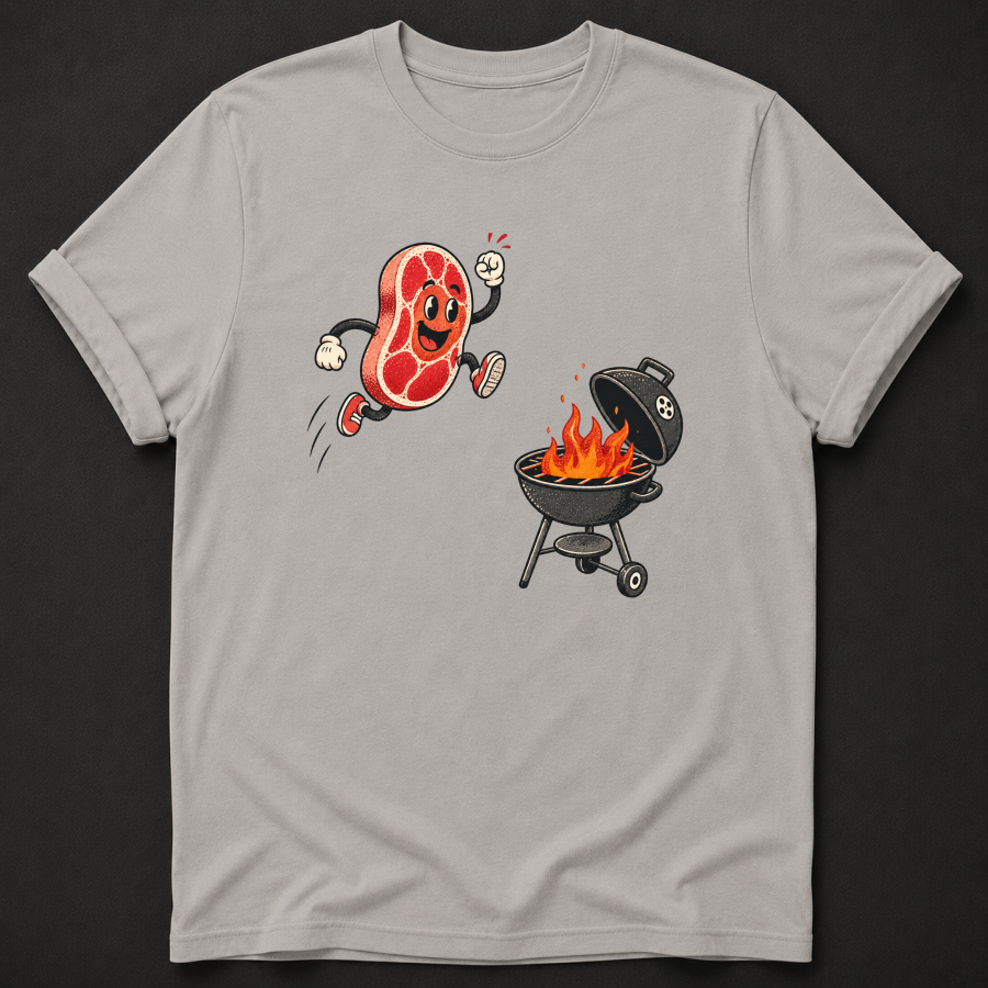Running to the Grill Tee — Funny BBQ & Grilling Shirt