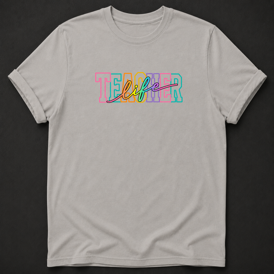 Teacher Life T-Shirt - Colorful Retro Teacher Graphic Tee