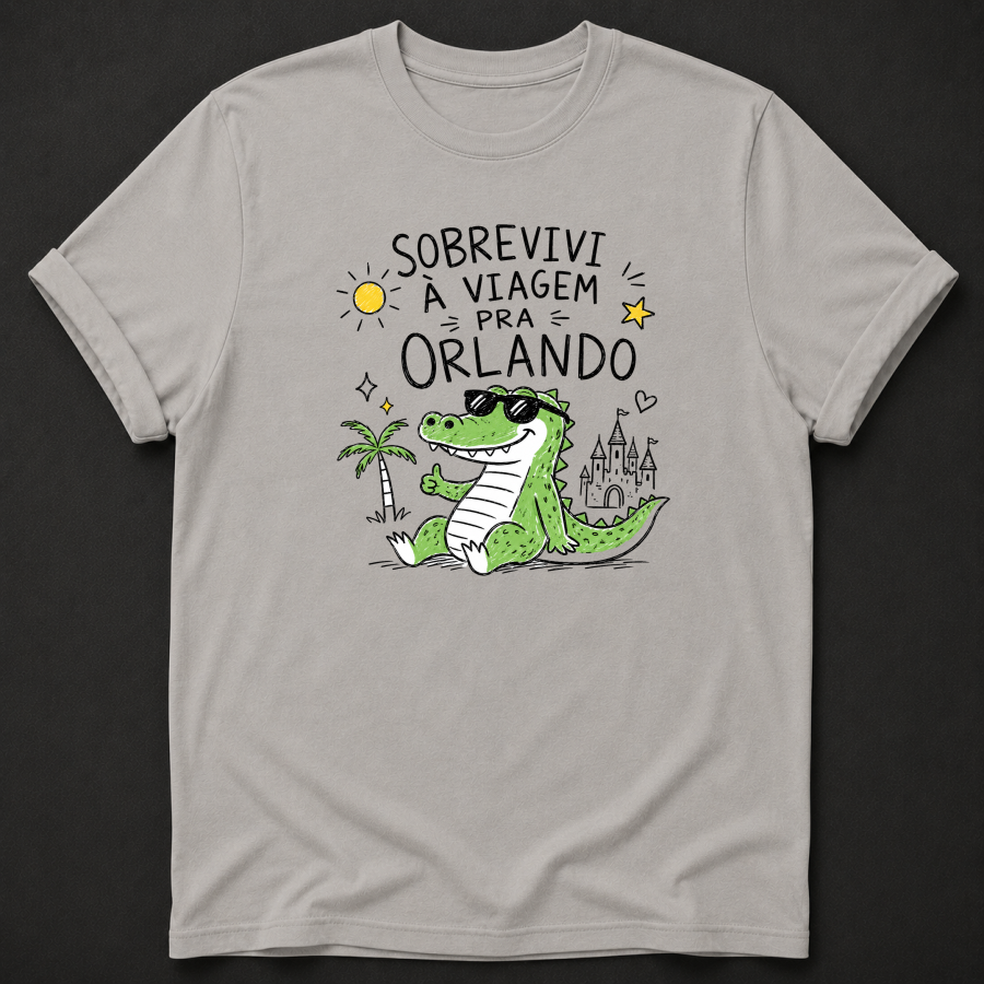 Sobrevivi à Viagem Pra Orlando T-Shirt - Camiseta Engraçada Jacaré Orlando