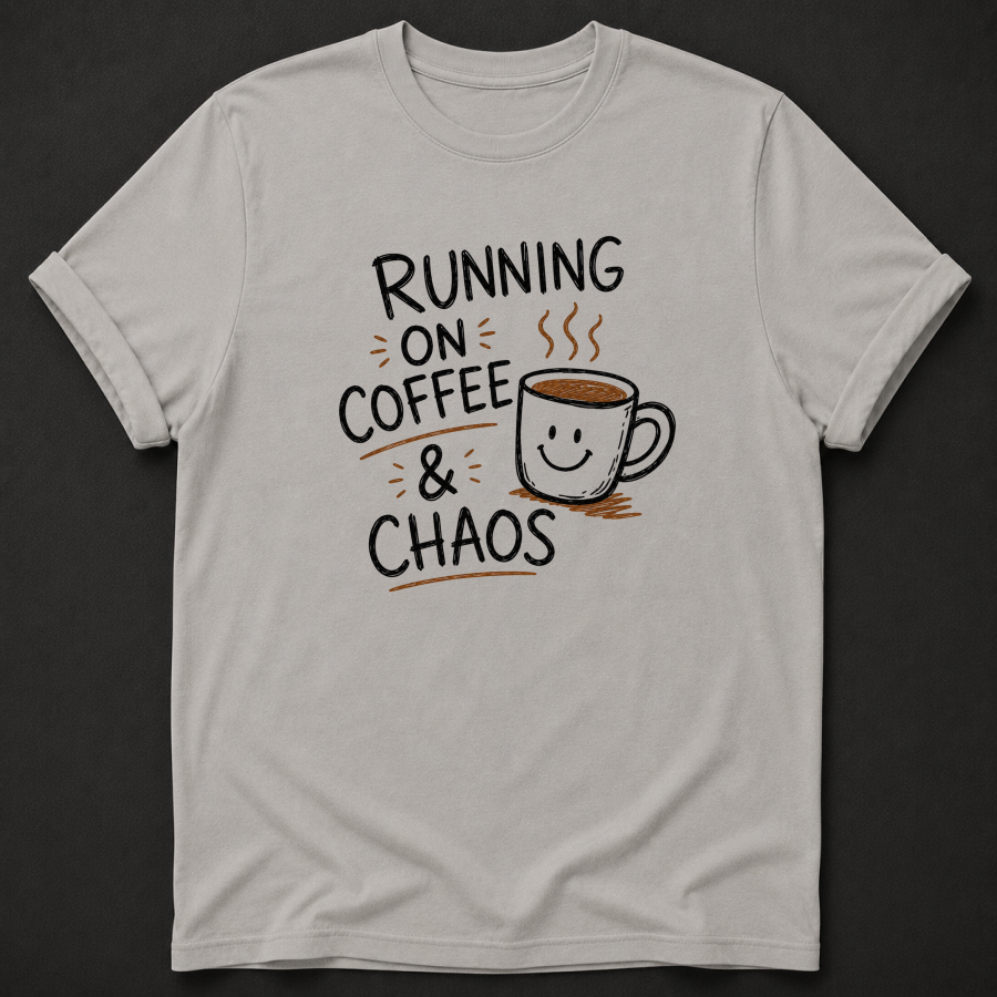 Running On Coffee & Chaos T-Shirt - Funny Coffee Graphic Tee