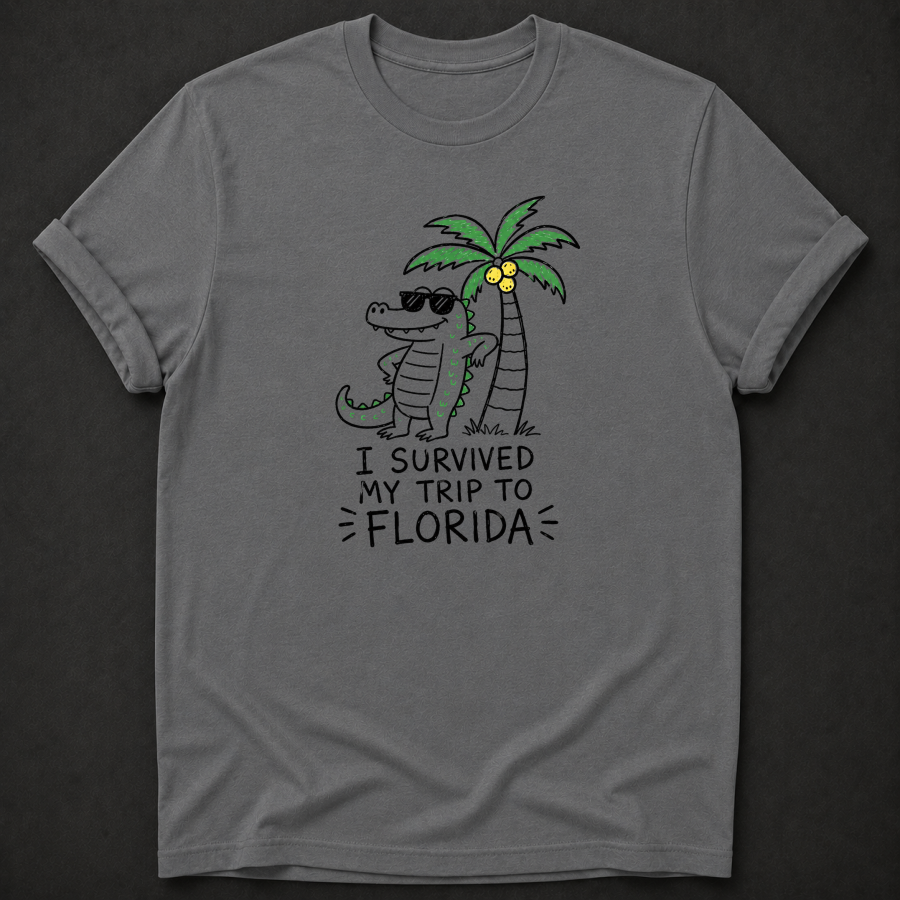 I Survived My Trip To Florida T-Shirt - Funny Alligator Florida Graphic Tee