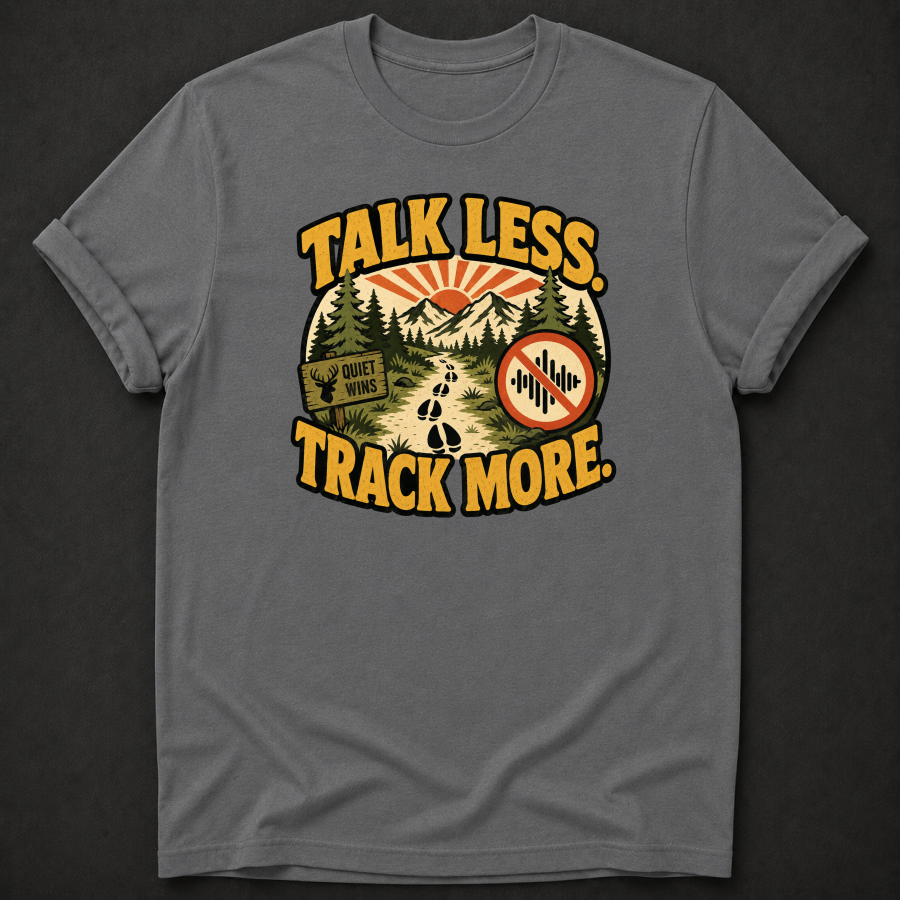 Talk Less Track More T-Shirt - Funny Hunting Tracking Graphic Tee