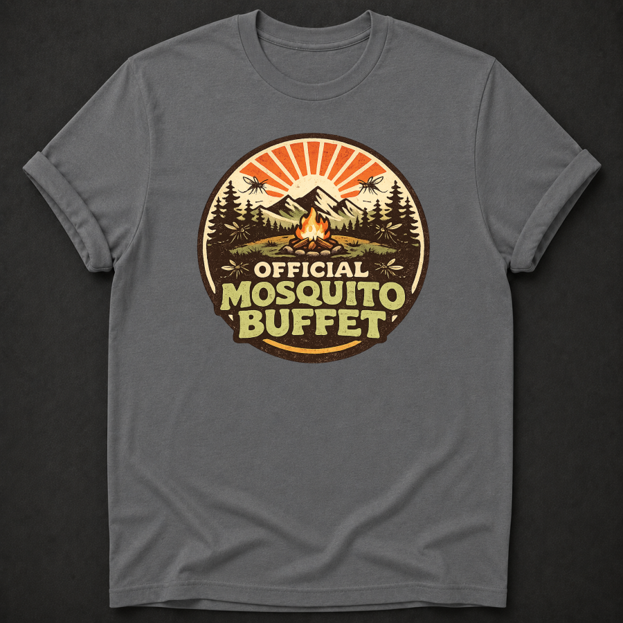 Official Mosquito Buffet T-Shirt - Funny Camping Campfire Graphic Tee